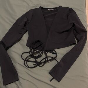 Zara Wrap Long Sleeve Cropped Top